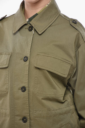 Cotton Utility Overshirt with Contrast Buttons