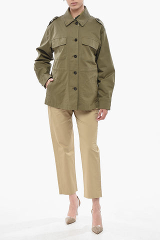 Overshirt Utility in Cotone con Bottoni a Contrasto