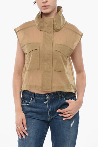 Gilet Utility in Nylon con Coulisse sul Fondo