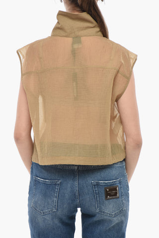 Gilet Utility in Nylon con Coulisse sul Fondo