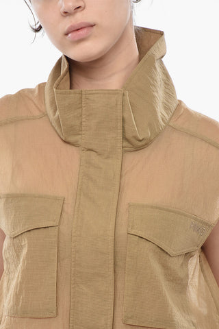 Gilet Utility in Nylon con Coulisse sul Fondo