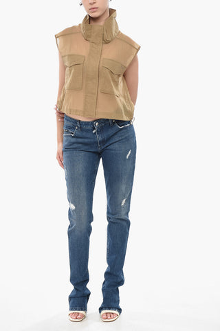 Gilet Utility in Nylon con Coulisse sul Fondo
