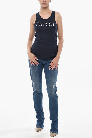 Tank Top in Cotone con Logo Stampato