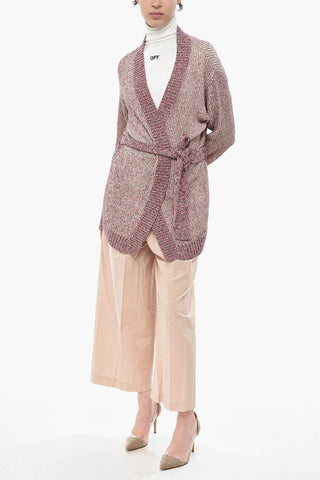 Cardigan aus Leinen und Baumwolle mit Gürtel