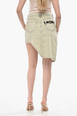 Asymmetric Denim Mini Skirt with Vintage Effect