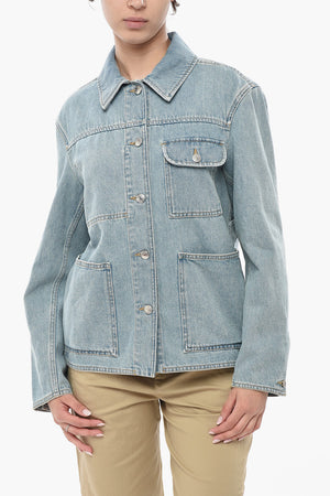 Utility-Jeansjacke Mit Logoknöpfen