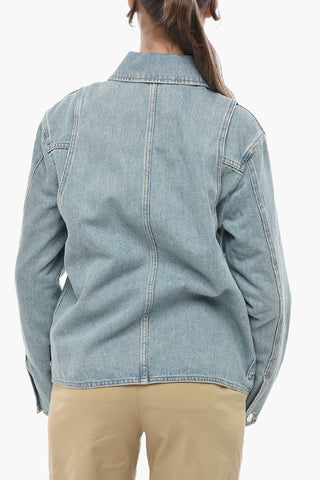 Utility-Jeansjacke Mit Logoknöpfen