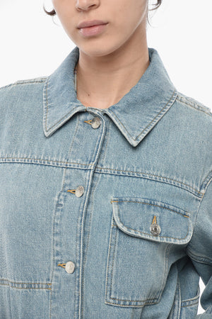 Utility-Jeansjacke Mit Logoknöpfen