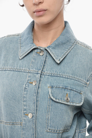Utility-Jeansjacke Mit Logoknöpfen