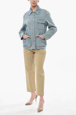 Utility-Jeansjacke Mit Logoknöpfen