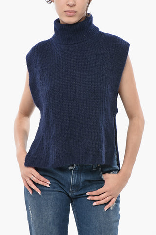 ETOILE Maglia Smanicata MEGAN in Misto Alpaca con Spacchi Laterali