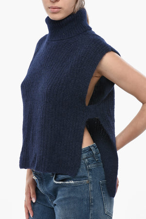 ETOILE Maglia Smanicata MEGAN in Misto Alpaca con Spacchi Laterali