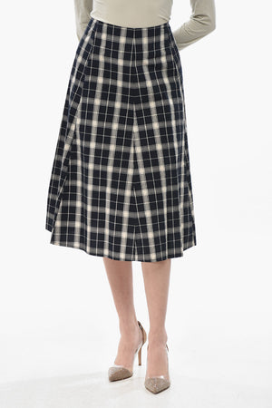 Plaid Cotton Flared Skirt