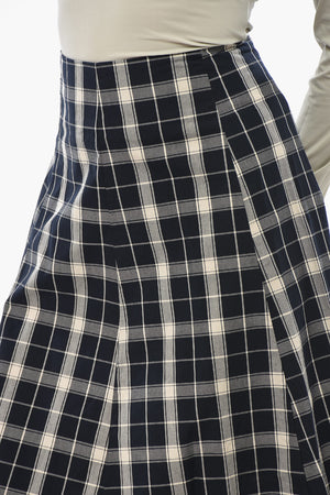 Plaid Cotton Flared Skirt