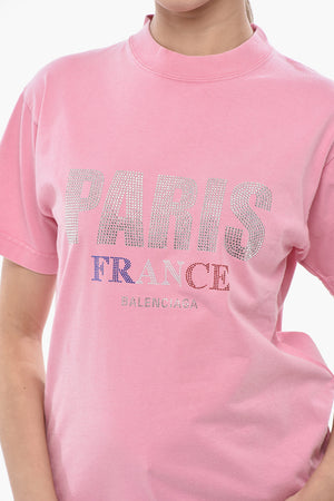 Crewneck T-Shirt PARIS With Rhinestones