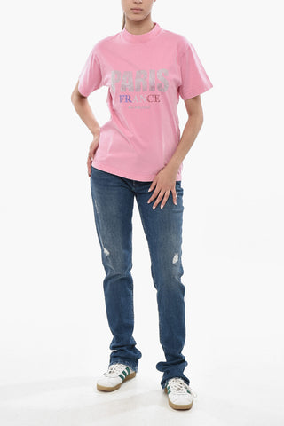 Crewneck T-Shirt PARIS With Rhinestones