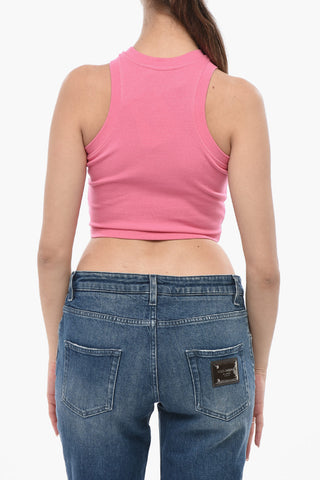 Cotton-Blend Crop Top With Embroidered Logo