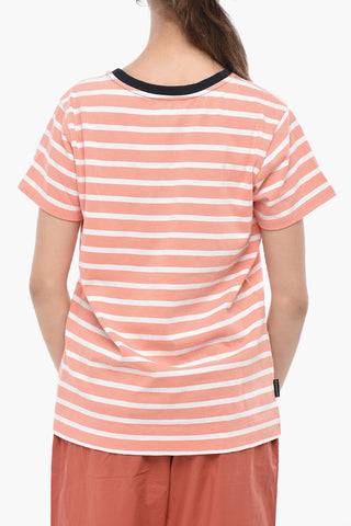 Two-Tone Striped Crewneck T-Shirt With Embroidered Logo