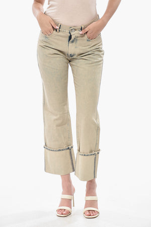 Jeans Cropped Fit in Denim Vintage con Maxi Risvolti