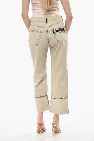 Vintage Denim Cropped-Fit Jeans with Oversized Cuffs