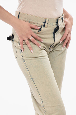 Vintage Denim Cropped-Fit Jeans with Oversized Cuffs