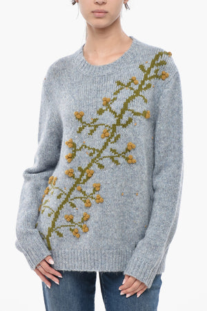 Pullover Girocollo con Ricamo in Rilievo