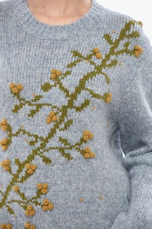 Pullover Girocollo con Ricamo in Rilievo