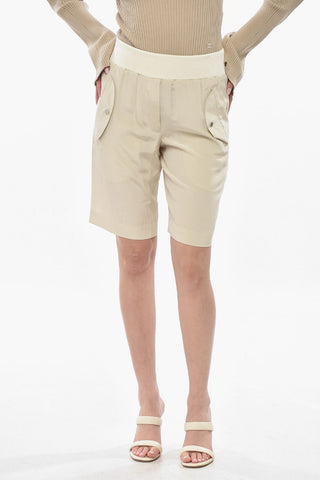 Shorts in Seta con Elastico in Vita