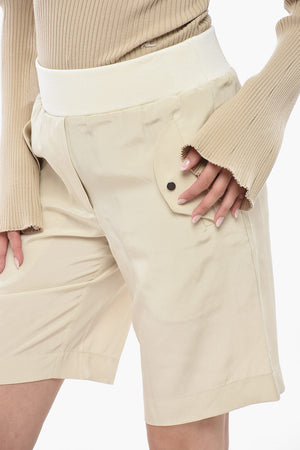 Shorts in Seta con Elastico in Vita