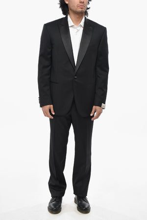 Virgin Wool Suit with Peak Lapel