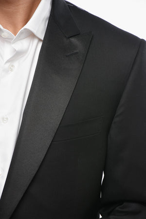 Virgin Wool Suit with Peak Lapel