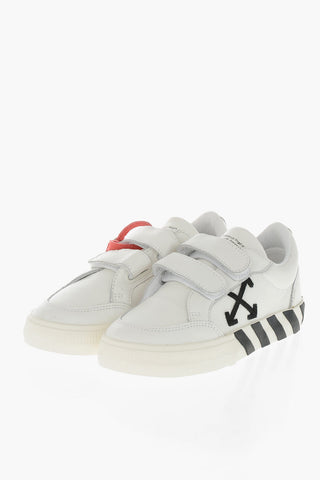 Leather Low-Top Sneakers with Velcro Closure