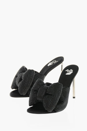 Solid-Color Mules With Bow Embellished With Rhinestones and Iconic Allen Heel 10 cm