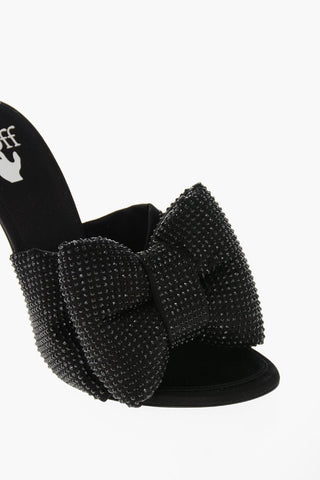 Solid-Color Mules With Bow Embellished With Rhinestones and Iconic Allen Heel 10 cm