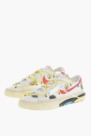 OFF-WHITE Leather Low-Top Sneakers BLAZER LOW 77 with Cut-Out Details