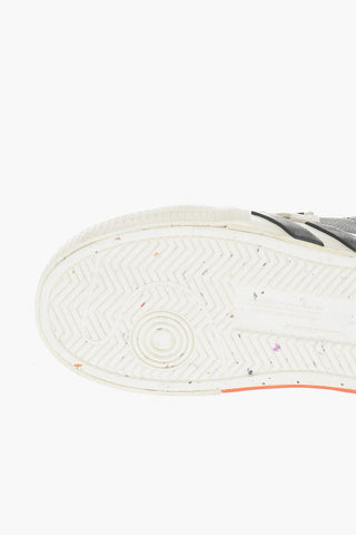 Sneakers Basse in Pelle Martellata con Chiusura a Strappo