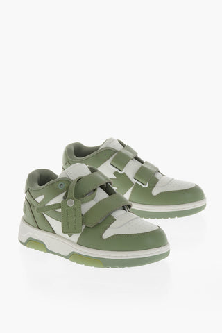 Leather Low-Top Sneakers OUT OF OFFICE with Hook-and-Loop Closure