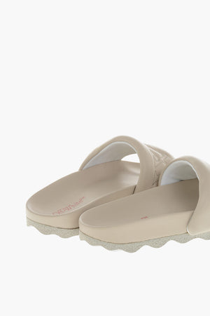 Slides in Pelle a Tinta Unita con Suola Sponge
