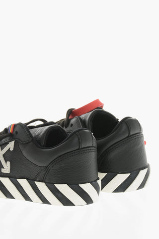 Textured Leather Low-Top Sneakers with Contrast Details
