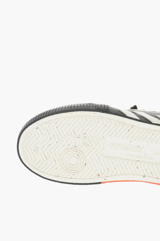 Textured Leather Low-Top Sneakers with Contrast Details