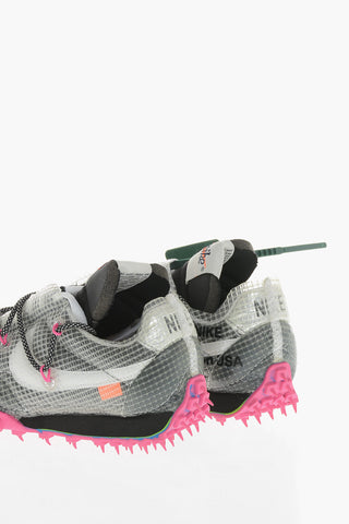 OFF-WHITE 테크니컬 메시 로우탑 스니커즈 WAFFLE RACER 가죽 인서트 및 징 효과 아웃솔