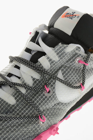 OFF-WHITE 테크니컬 메시 로우탑 스니커즈 WAFFLE RACER 가죽 인서트 및 징 효과 아웃솔