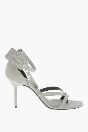 Thong Sandals With Ankle Strap and Glitter, 9 cm Heel
