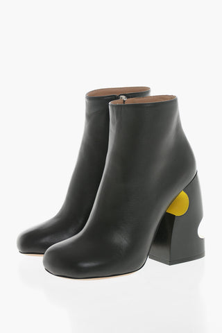 Tronchetti in Pelle con Tacco Decorativo 11,5cm