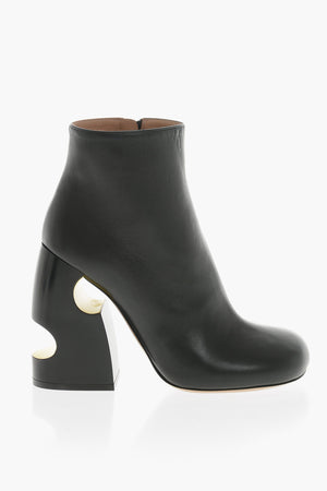 Leather Ankle Boots With Decorative 11.5 cm Heel