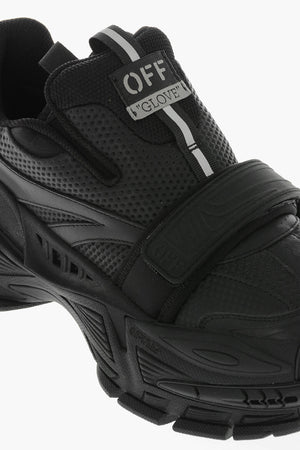 Leather and Fabric Slip-On Sneakers GLOVE in Solid Color