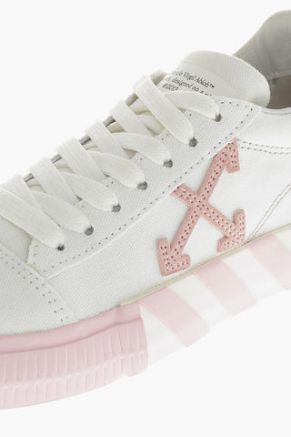 Sneakers Basse in Cotone con Dettagli a Contrasto