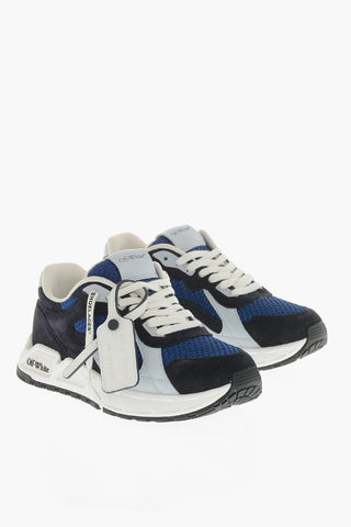 Sneakers Basse Color Block in Tessutto Traforato e Suede