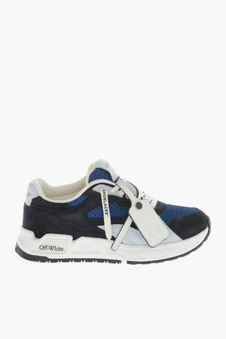Sneakers Basse Color Block in Tessutto Traforato e Suede