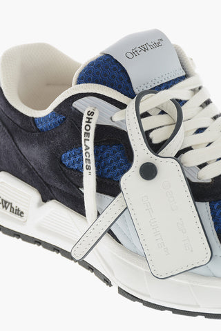 Sneakers Basse Color Block in Tessutto Traforato e Suede